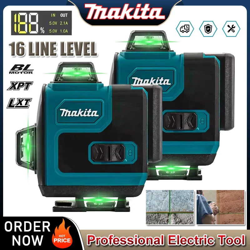 Power Tools Green - Makita 16-Line Cross Level 360 Horizontal