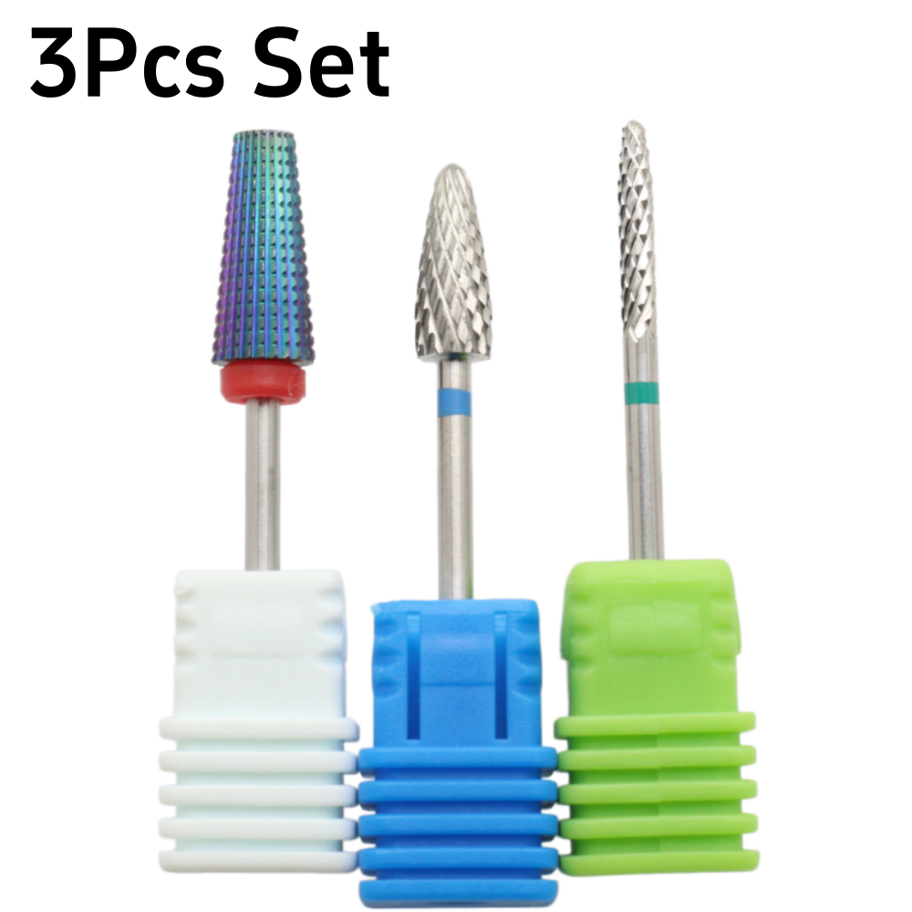 Power Tools Total - 3Pcs Colorful Nail Drill Bits Set