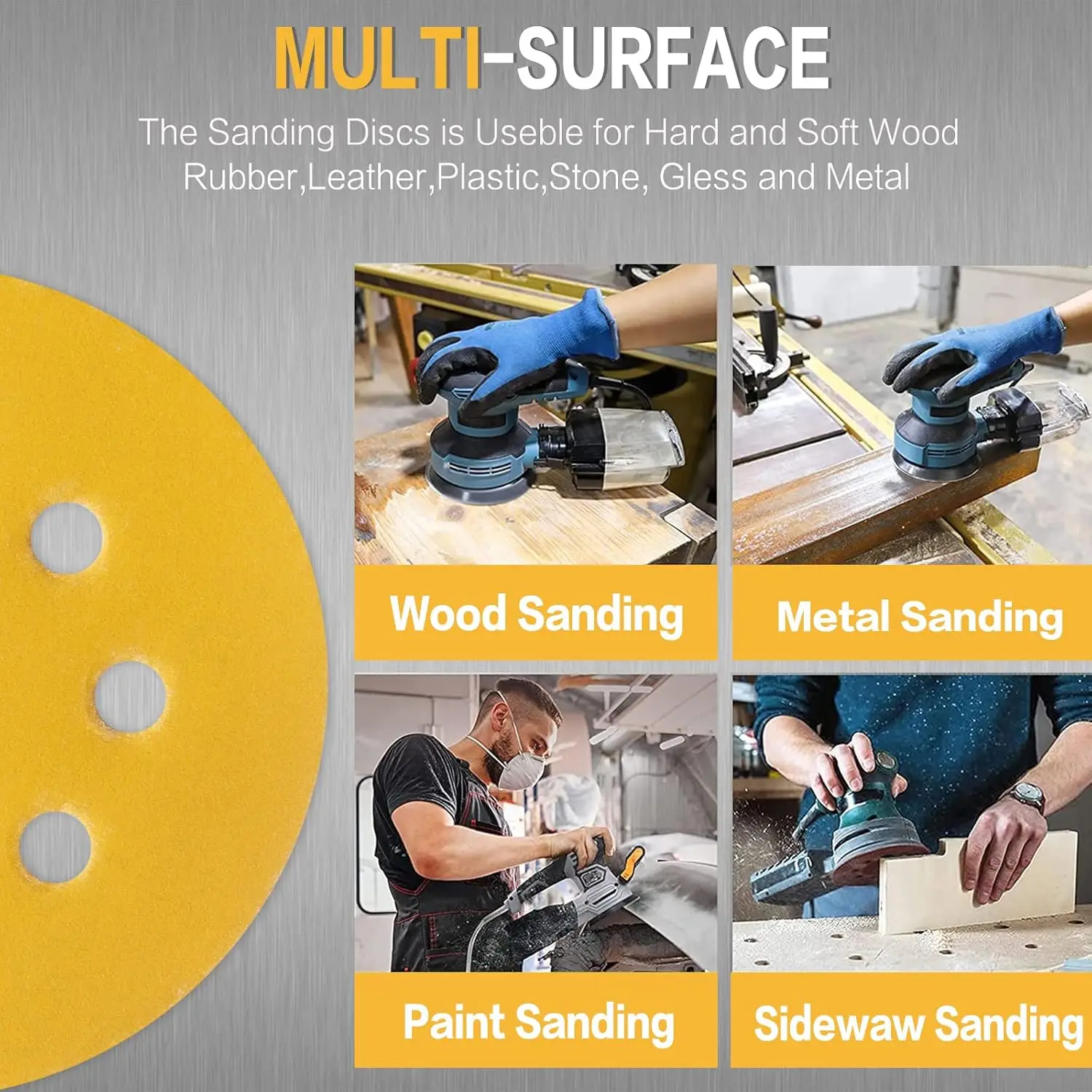 10-100PCS 5 Inch 8 Hole Sandin - Random Orbital Sander ulasan dan harga