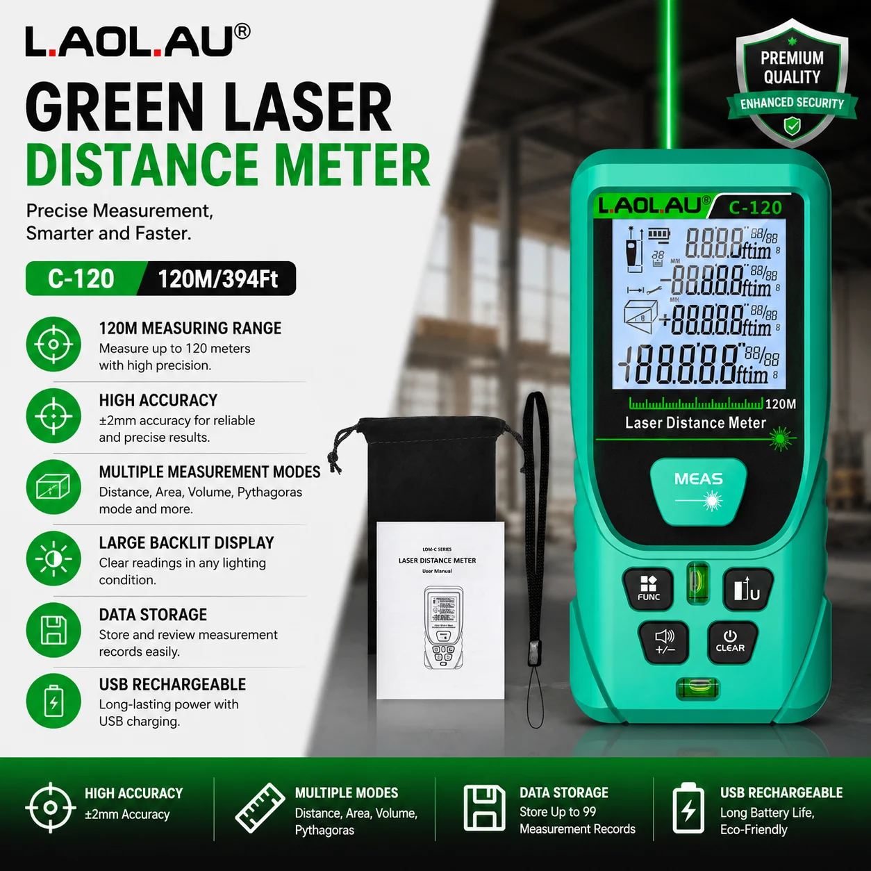 LAOLAU Digital Laser Range Fin - Power Tools Green ulasan dan harga