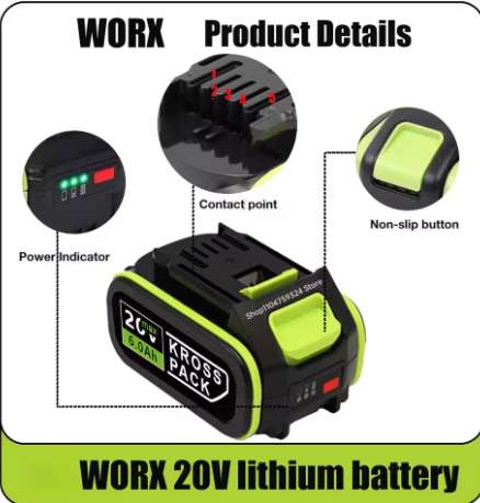 20V WORX Green 5-Pin Battery C - Power Tools Green ulasan dan harga
